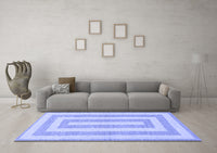 Machine Washable Solid Blue Modern Rug, wshabs1337blu