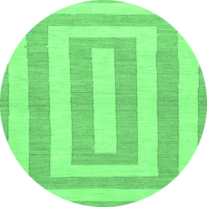 Round Machine Washable Solid Emerald Green Modern Area Rugs, wshabs1337emgrn
