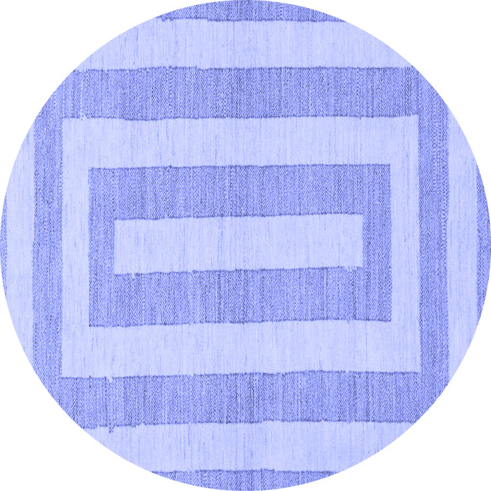 Round Machine Washable Solid Blue Modern Rug, wshabs1337blu