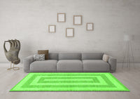 Machine Washable Solid Green Modern Rug, wshabs1337grn