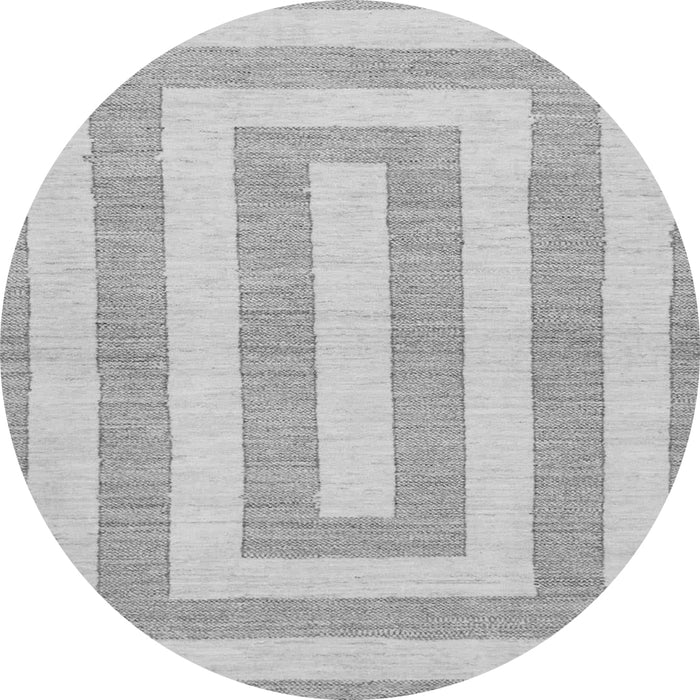 Round Machine Washable Solid Gray Modern Rug, wshabs1337gry