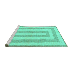 Sideview of Machine Washable Solid Turquoise Modern Area Rugs, wshabs1337turq