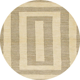 Round Machine Washable Abstract Brown Gold Rug, wshabs1337