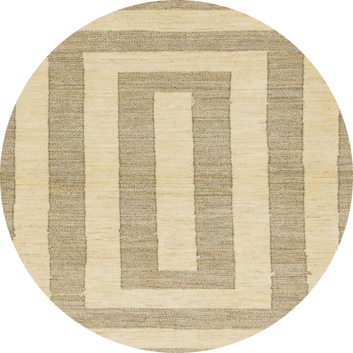 Round Machine Washable Abstract Brown Gold Rug, wshabs1337