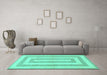 Machine Washable Solid Turquoise Modern Area Rugs in a Living Room,, wshabs1337turq