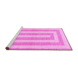 Sideview of Machine Washable Solid Pink Modern Rug, wshabs1337pnk