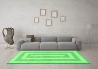 Machine Washable Solid Emerald Green Modern Rug, wshabs1337emgrn