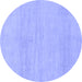 Round Machine Washable Solid Blue Modern Rug, wshabs1338blu