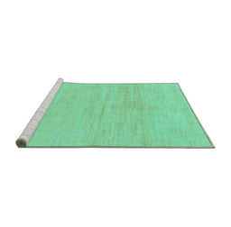 Sideview of Machine Washable Solid Turquoise Modern Area Rugs, wshabs1338turq