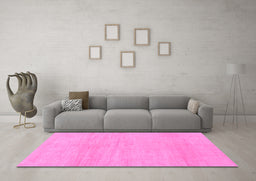 Machine Washable Solid Pink Modern Rug in a Living Room, wshabs1338pnk