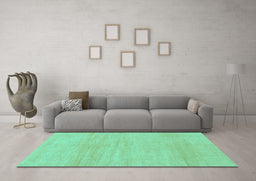 Machine Washable Solid Turquoise Modern Area Rugs in a Living Room,, wshabs1338turq