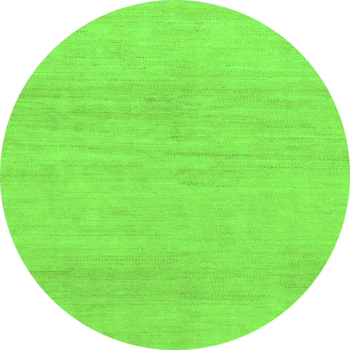Round Machine Washable Solid Green Modern Area Rugs, wshabs1338grn