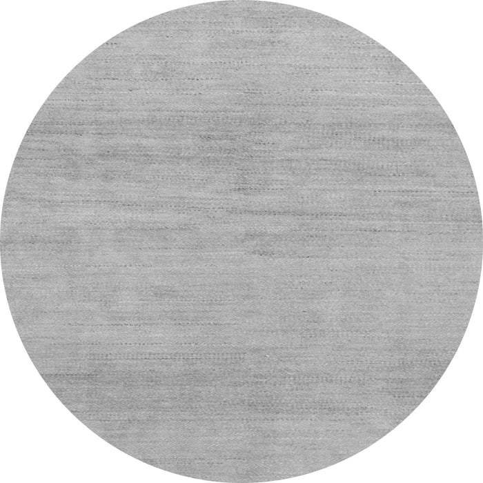 Round Machine Washable Solid Gray Modern Rug, wshabs1338gry