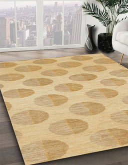 Abstract Yellow Solid Rug in Family Room, abs1339