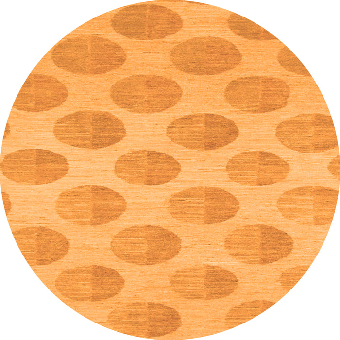 Round Machine Washable Solid Orange Modern Area Rugs, wshabs1339org