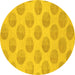 Round Machine Washable Solid Yellow Modern Rug, wshabs1339yw