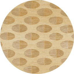Round Abstract Yellow Solid Rug, abs1339