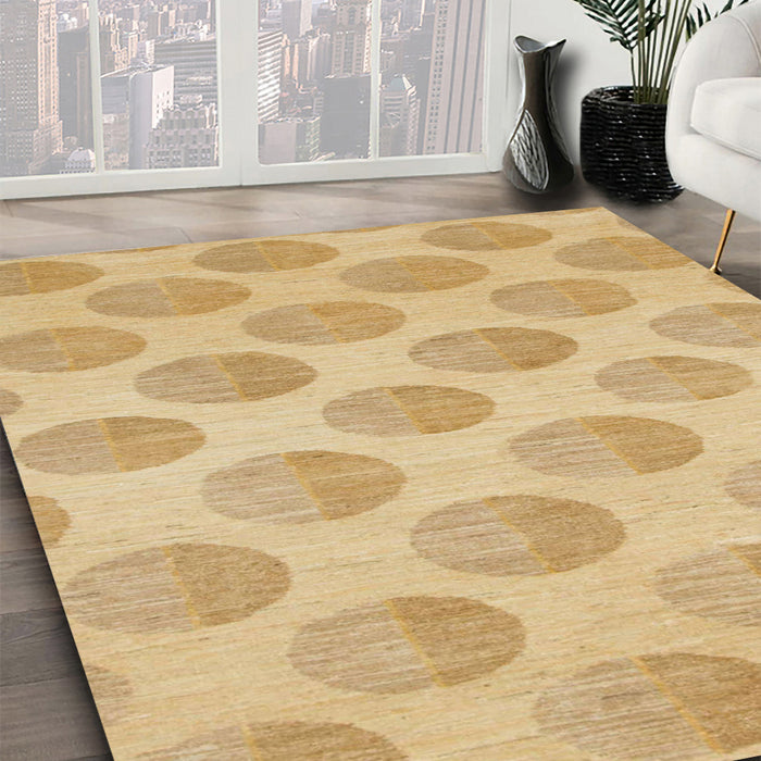 Abstract Yellow Solid Rug in Family Room, abs1339