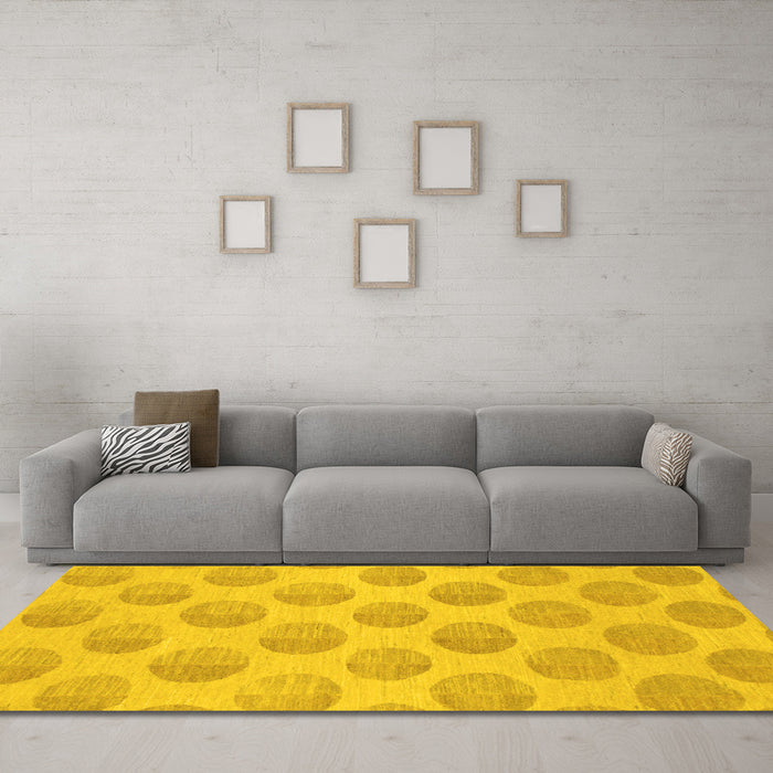 Machine Washable Solid Yellow Modern Rug in a Living Room, wshabs1339yw