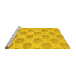 Sideview of Machine Washable Solid Yellow Modern Rug, wshabs1339yw