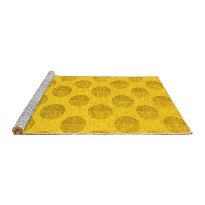 Sideview of Machine Washable Solid Yellow Modern Rug, wshabs1339yw