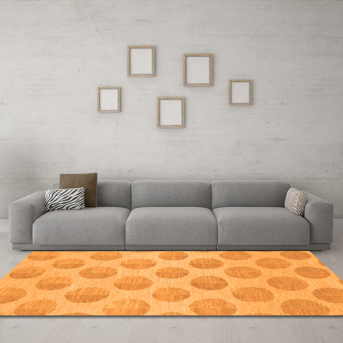 Machine Washable Solid Orange Modern Area Rugs in a Living Room, wshabs1339org