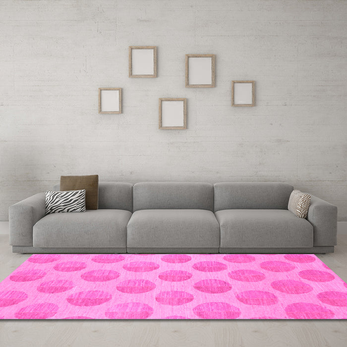 Machine Washable Solid Pink Modern Rug in a Living Room, wshabs1339pnk