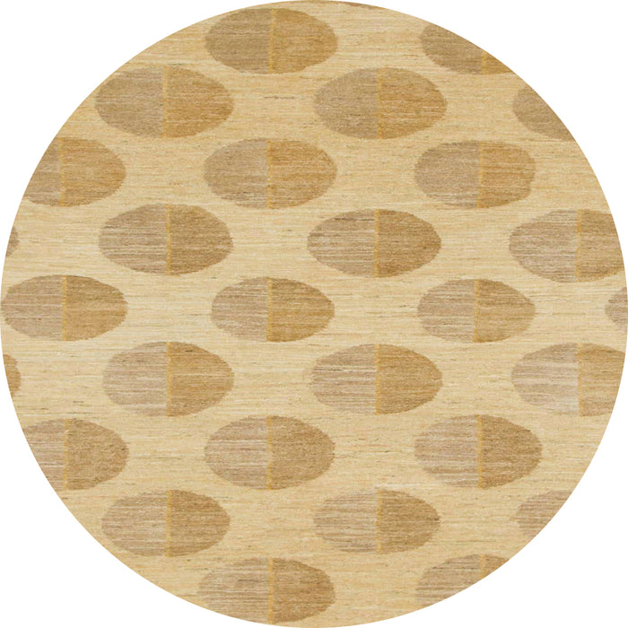 Round Machine Washable Abstract Yellow Rug, wshabs1339