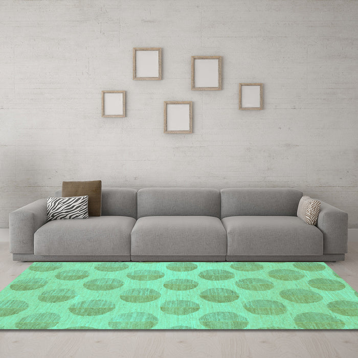 Machine Washable Solid Turquoise Modern Area Rugs in a Living Room,, wshabs1339turq