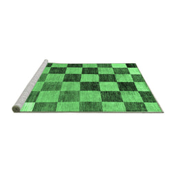 Sideview of Machine Washable Checkered Emerald Green Modern Area Rugs, wshabs133emgrn