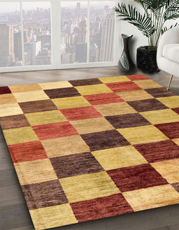 Abstract Orange Checkered Rug in Family Room, abs133