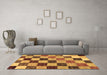 Machine Washable Checkered Brown Modern Rug in a Living Room,, wshabs133brn