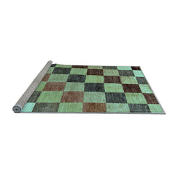 Sideview of Machine Washable Checkered Light Blue Modern Rug, wshabs133lblu