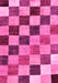 Machine Washable Checkered Pink Modern Rug, wshabs133pnk