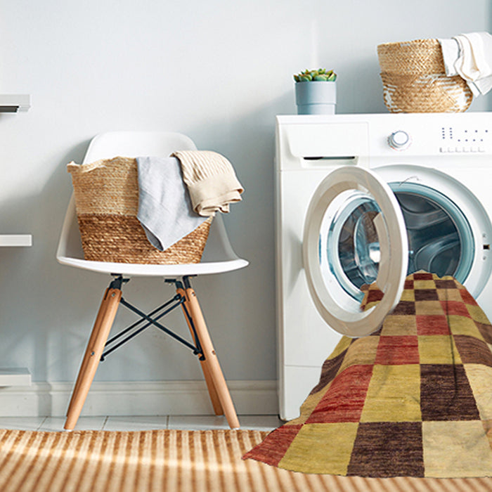 Machine Washable Abstract Orange Rug in a Washing Machine, wshabs133