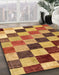 Abstract Orange Checkered Rug in Family Room, abs133