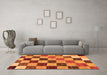 Machine Washable Checkered Orange Modern Area Rugs in a Living Room, wshabs133org