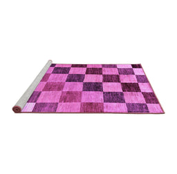 Sideview of Machine Washable Checkered Purple Modern Area Rugs, wshabs133pur