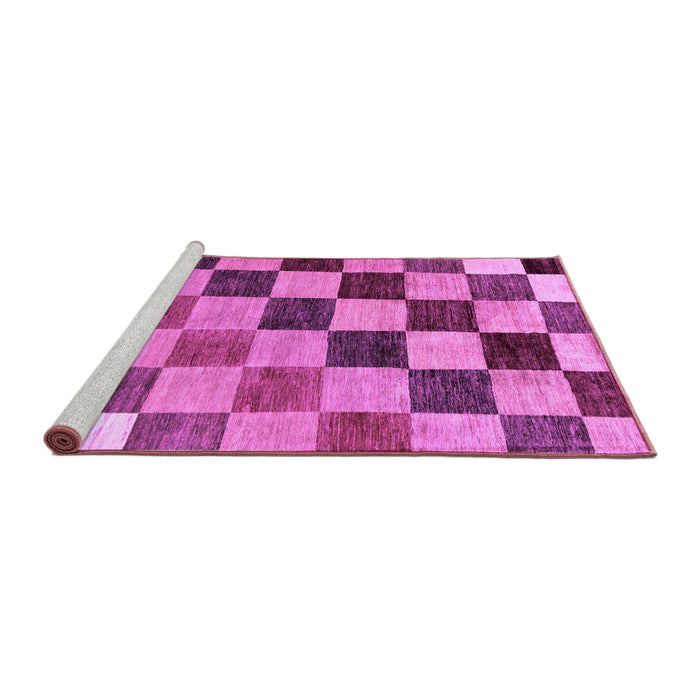 Sideview of Machine Washable Checkered Purple Modern Area Rugs, wshabs133pur