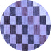 Round Checkered Blue Modern Rug, abs133blu