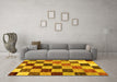 Machine Washable Checkered Yellow Modern Rug in a Living Room, wshabs133yw
