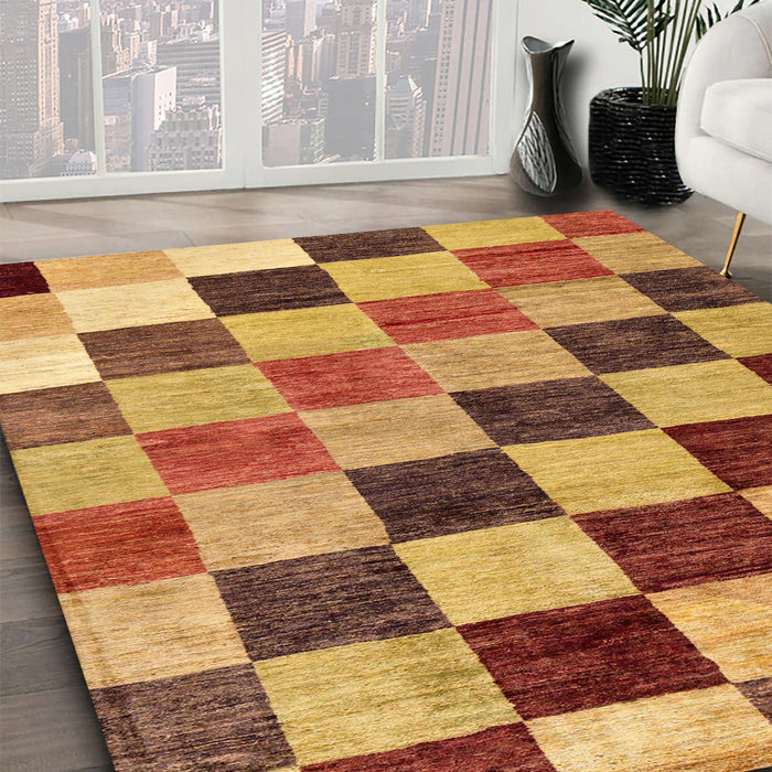 Machine Washable Abstract Orange Rug in a Family Room, wshabs133