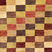 Square Abstract Orange Checkered Rug, abs133