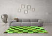 Machine Washable Checkered Green Modern Area Rugs in a Living Room,, wshabs133grn