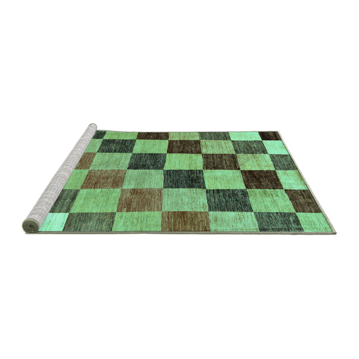 Sideview of Machine Washable Checkered Turquoise Modern Area Rugs, wshabs133turq