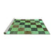 Sideview of Machine Washable Checkered Turquoise Modern Area Rugs, wshabs133turq