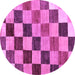 Round Checkered Purple Modern Rug, abs133pur