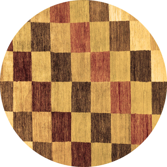 Round Machine Washable Checkered Brown Modern Rug, wshabs133brn