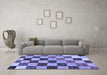 Machine Washable Checkered Blue Modern Rug in a Living Room, wshabs133blu