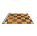 Sideview of Machine Washable Checkered Brown Modern Rug, wshabs133brn